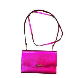 Kate Spade Hot Pink Metallic Leather Crossbody Bag NWOT